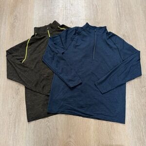 Lululemon Metal Vent Tech 1/4 Zip Pullover Men's L Heather Blue & Green Bundle